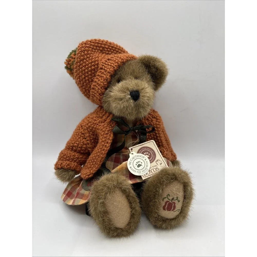 RETIRED Boyd’s Bear Hazel Q. Punkinbeary Stuffed Bear 2002 Jointed Autumn NWT